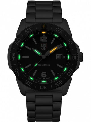 Angle shot of Luminox XS.3122 Black Dial Silver Stainless Steel Unisex Watch on white background