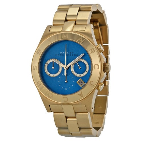 Marc Jacobs Blade Blue Dial Gold Stainless Steel Bracelet MBM3307